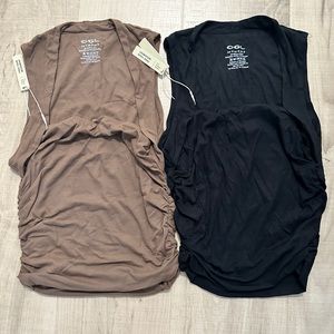 Set of 2 NWT OGLMove Eco Skin Kiss Ruched Tapered Square Neck Tank